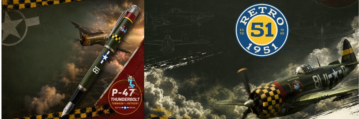 Découvrez le stylo plume Tornado « P-47 Thunderbolt » (Coup de tonnerre) de Retro 51, un modèle de collection inspiré du célèbre avion américain.